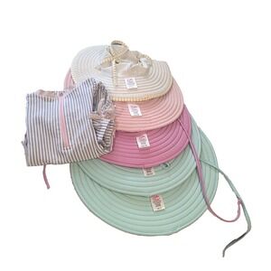 Baby Girls Ruffle Butts Lot Striped One Piece Swimsuit Summer Sun Hats Pool Wear